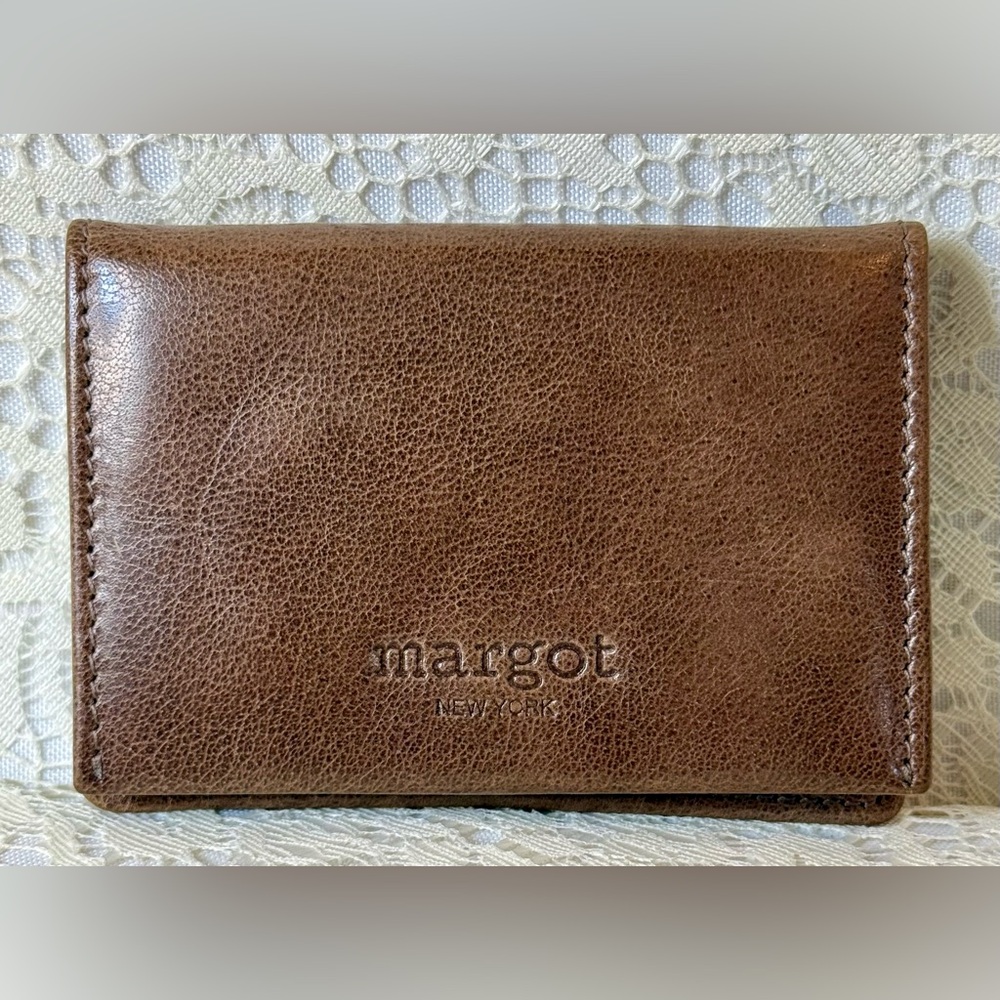 Margot New York Brown Leather Wallet Single Fold NEVER USED! NWOT!